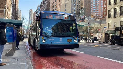 Bus Stop: E 79 ST/1 AV. Buses en-route: M79-SBS SELECT BUS W SIDE RIVERSIDE DR CROSSTOWN. 6 minutes ,3 stops away (+ layover, scheduled to depart terminal at 3:45 PM) Vehicle 6231. 6 minutes ,3 stops away (at terminal, scheduled to depart at 3:40 PM) Vehicle 6189. 14 minutes ,1.1 miles away (+ layover, scheduled to depart terminal at …